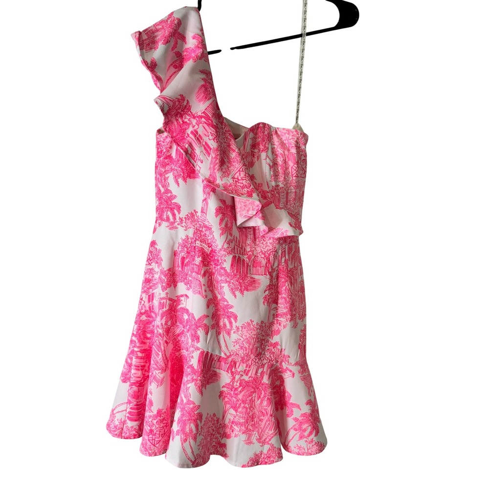 Lilly Pulitzer Arlana One Shoulder Romper Resort White PB Anniversary Toile 2